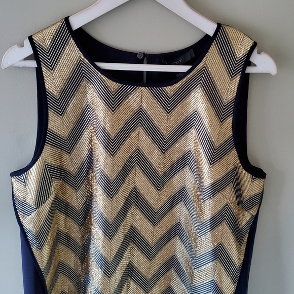 NWOT J. Crew 10 Modern Contemporary Glam Metallic Chevron Wool Sleeveless Top - Picture 5 of 13